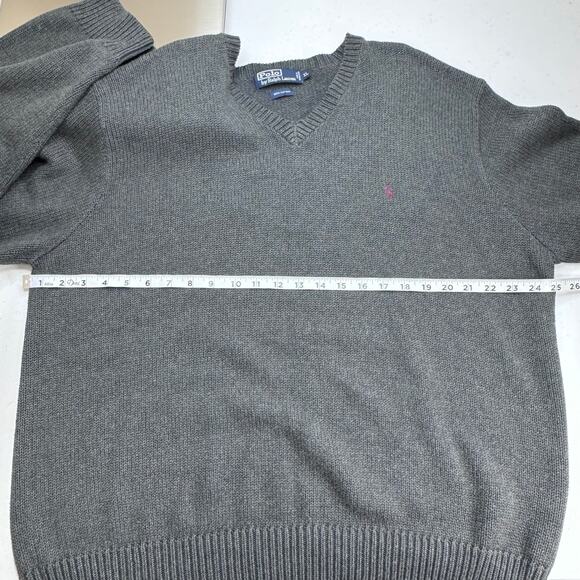 Polo Ralph Lauren V Neck Knit Sweater Men's XL Gray Pony Classic Preppy Casual - Picture 6 of 8